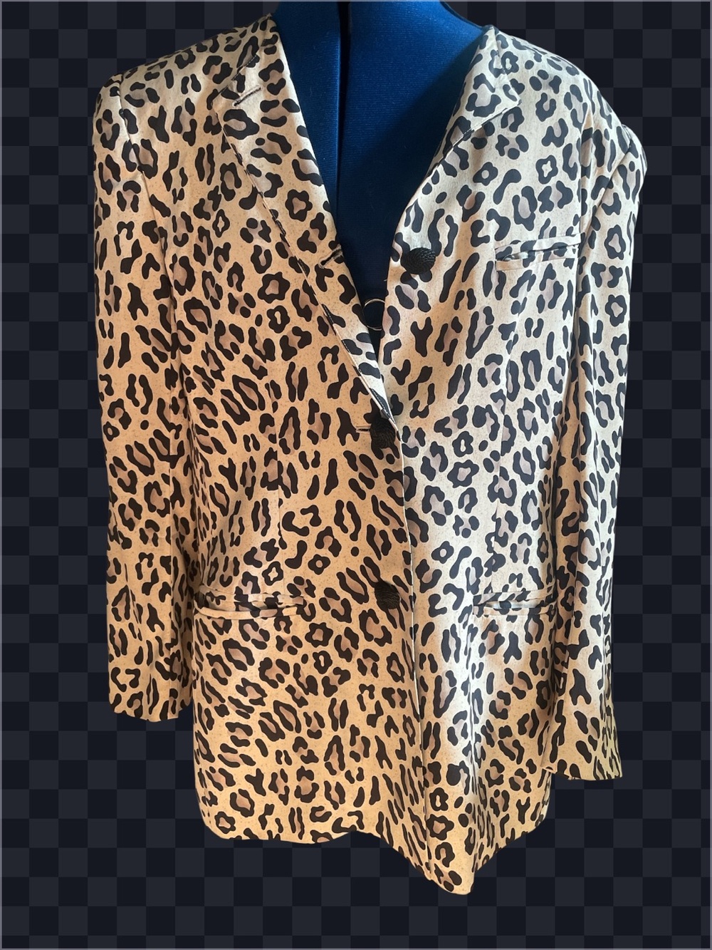 Vintage Dana Buchman leopard silk blazer